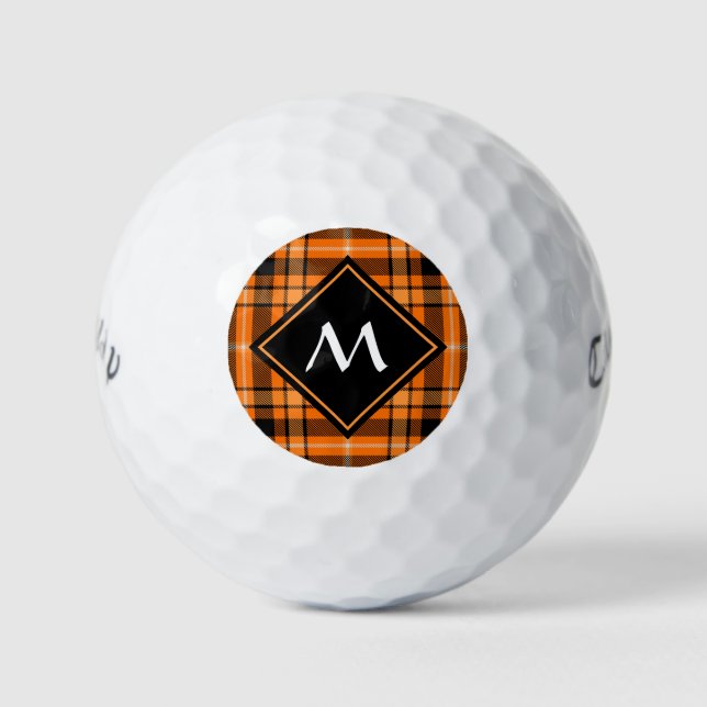 Pelotas De Golf Naranja de Halloween Tartan (Anverso)