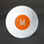 Pelotas De Golf naranja de neón - añadir monograma<br><div class="desc">Bolas de golf con círculo de color sólido neón naranja y fuente blanca. Diseño sencillo y a la moda de Alma Wad. Personalícelo ahora con su monograma. __________________ Naranja - el color del Sol - a menudo se asocia con el signo de Leo . Puede considerar esto al elegir un...</div>