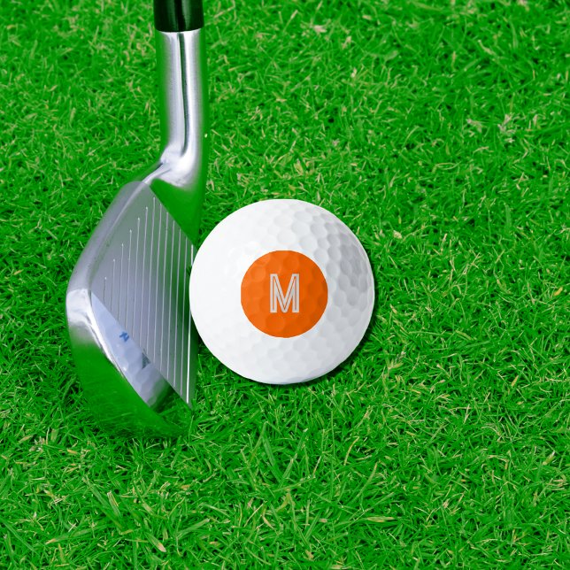 Pelotas De Golf naranja de neón - monograma audaz (Subido por el creador)