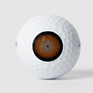 Pelotas De Golf Naranja Espiritual Negro Mandala Arte Geométrico