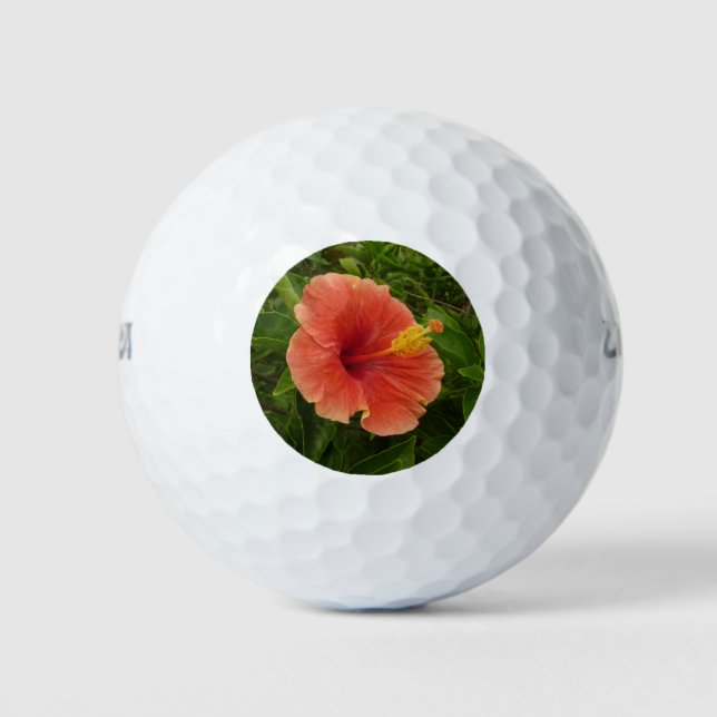 Pelotas De Golf Naranja Hibiscus Flower Tropical Floral (Anverso)