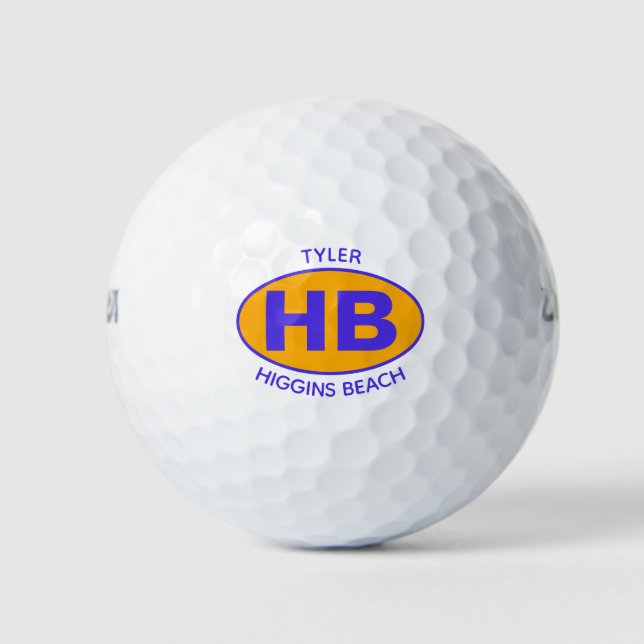 Pelotas De Golf Naranja Higgins Beach Oval Blue Personalizado (Anverso)