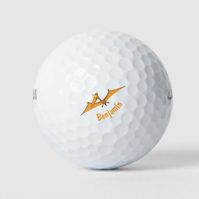 Pelotas De Golf Naranja lindo y gracioso personalizado pterodáctil (Anverso)