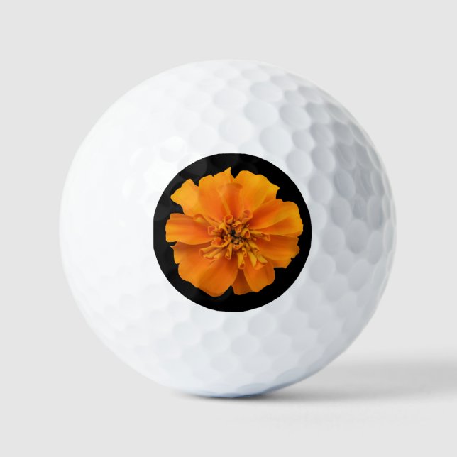 Pelotas De Golf Naranja Marigold sobre fondo negro (Anverso)