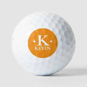 Pelotas De Golf Naranja Monograma personalizado de 1 letra
