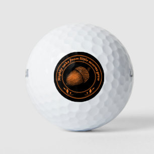 Pelotas De Golf Naranja Vintage Black Proverb Oak Acorn Leyes