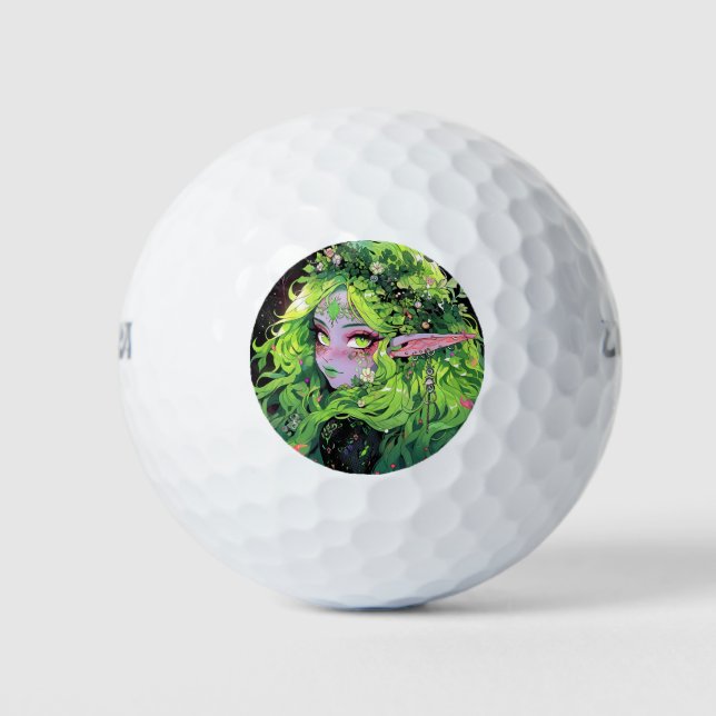 Pelotas De Golf Naturaleza Vegetación Floral Fantasía Chica Anime (Anverso)