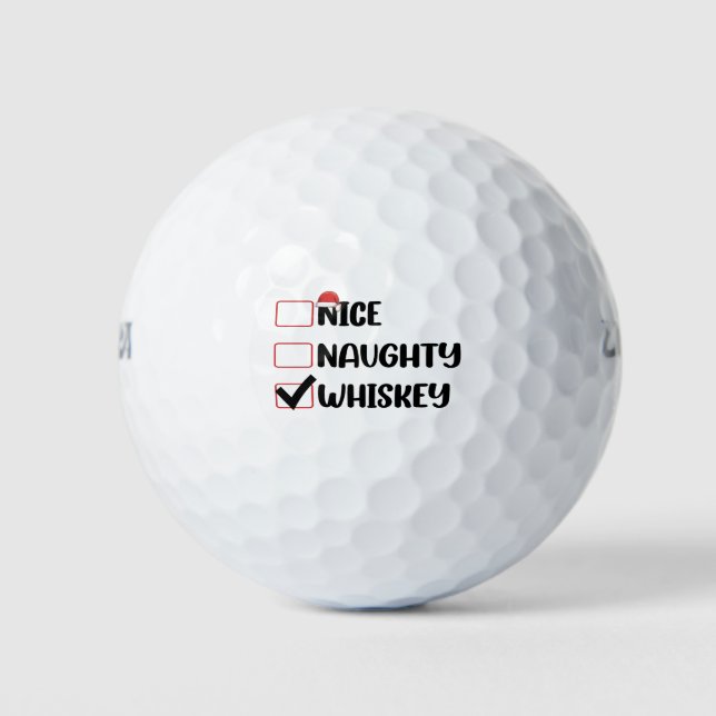 Pelotas De Golf Naughty Nice Whiskey Santa Navidades List (Anverso)
