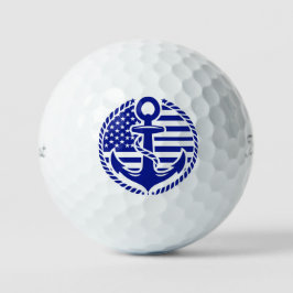 Pelotas De Golf Nautical Blue Anchor