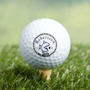 Pelotas De Golf Nautical Coastal Fish Navy Blue Golf Balls