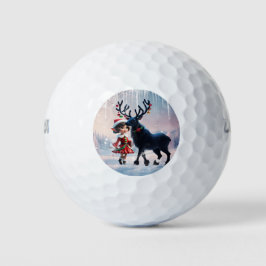 Pelotas De Golf Navidades amables y renos oscuros.