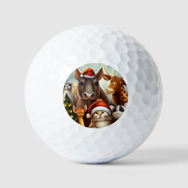 Pelotas De Golf Navidades Animales (6) (Anverso)