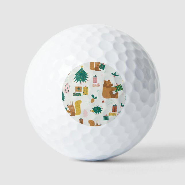 Pelotas De Golf Navidades Animales Forestales: Vibe de época (Anverso)