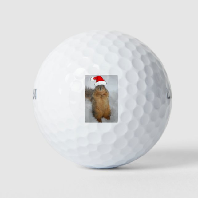 Pelotas De Golf Navidades ardilla con Santa (Anverso)