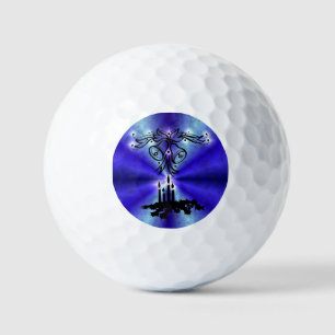 Pelotas De Golf Navidades Artdeco sobre el arcoiris verde azul