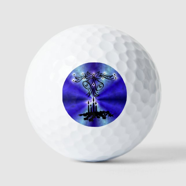 Pelotas De Golf Navidades Artdeco sobre el arcoiris verde azul (Anverso)