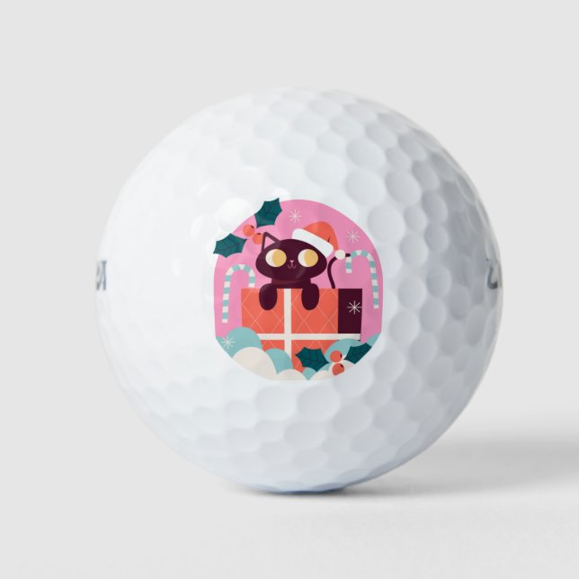 Pelotas De Golf Navidades comprando gato (Anverso)