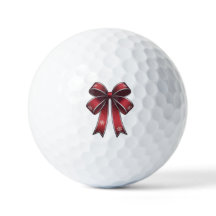 Navidades Coquette Red Bow & Snowflakes Golf Balls