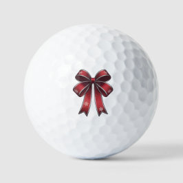 Pelotas De Golf Navidades Coquette Red Bow & Snowflakes Golf Balls