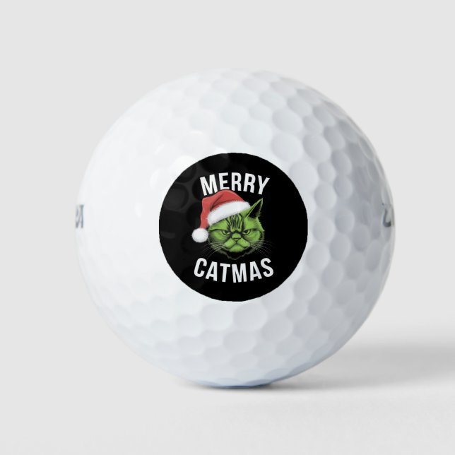 Pelotas De Golf Navidades de Amantes del Gato de Merry Catmas dive (Anverso)