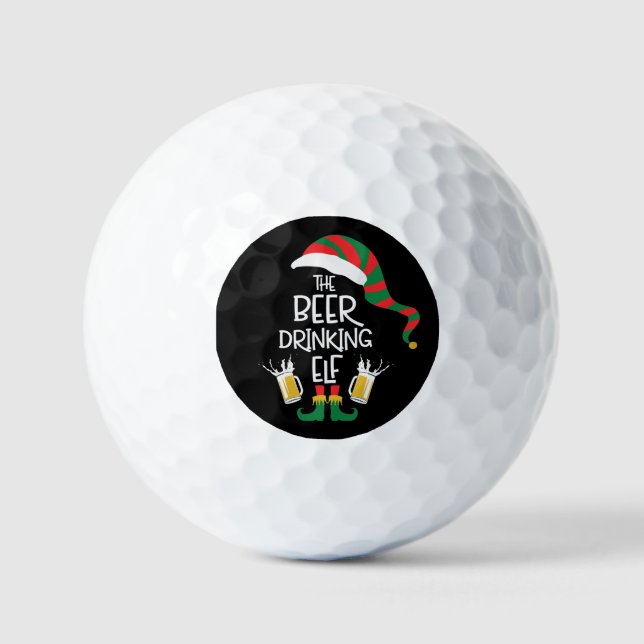 Pelotas De Golf Navidades de cerveza Elf Divertida Tipografía Pers (Anverso)