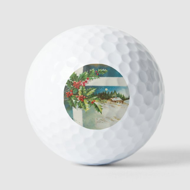 Pelotas De Golf Navidades de la escena Holly Snow Winter (Anverso)