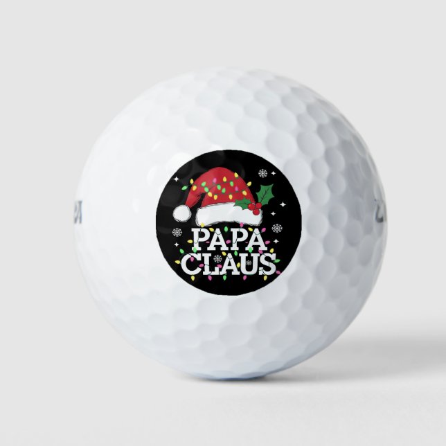 Pelotas De Golf Navidades de Papa Claus alumbran a la familia Paja (Anverso)