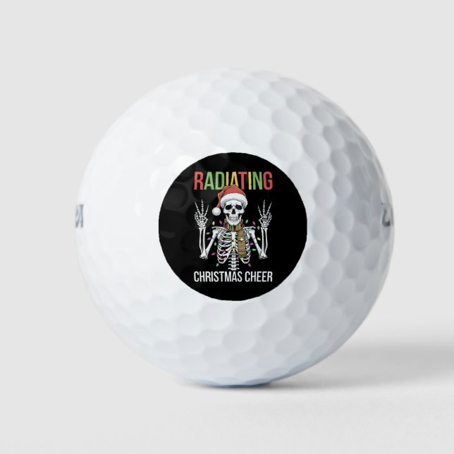 Pelotas De Golf Navidades de Radiología Santa Skeleton (Anverso)