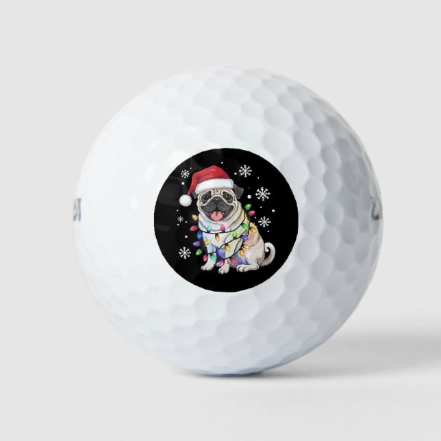 Pelotas De Golf Navidades de Santa Pug alumbran a amante del perro (Anverso)