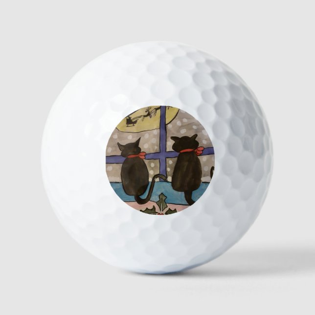 Pelotas De Golf Navidades del gato negro (Anverso)