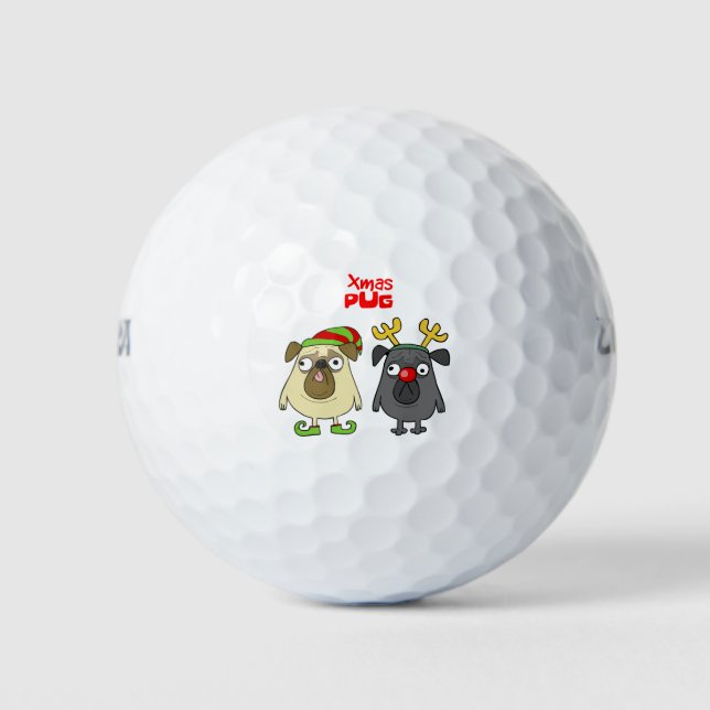 Pelotas De Golf Navidades divertidos de Navidad Pug Pugs Elf Santa (Anverso)