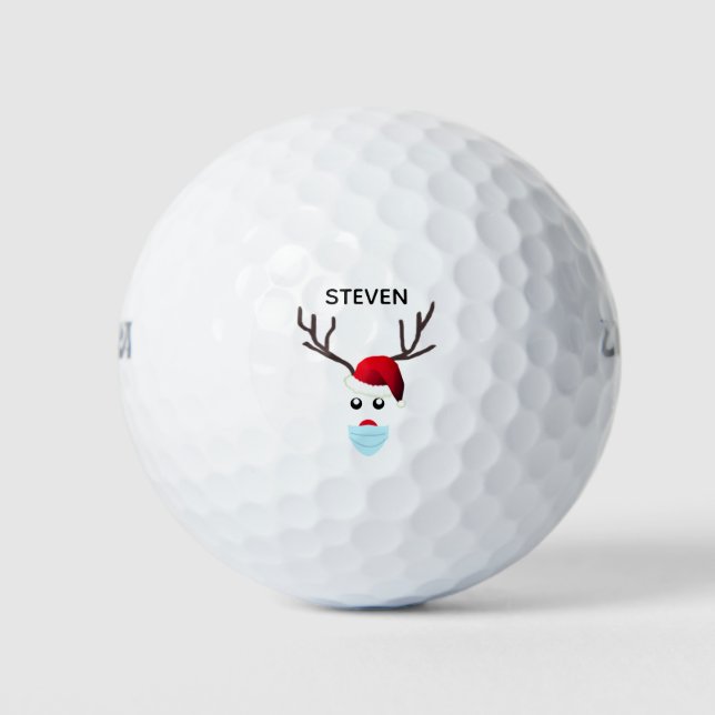 Pelotas De Golf Navidades divertidos se enfrentan a renos mascarad (Anverso)