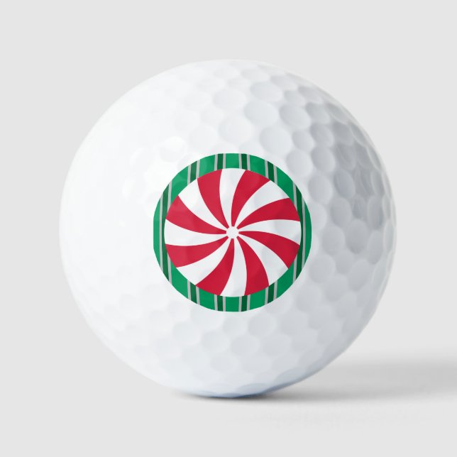 Pelotas De Golf Navidades divertidos y aficionados Peppermint Cand (Anverso)