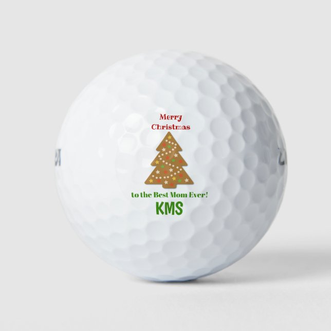Pelotas De Golf Navidades Gingerbread Personalizado Monograma Mamá (Anverso)