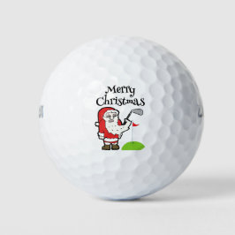 Pelotas De Golf Navidades Golfer con Santa Claus sostienen hierro 