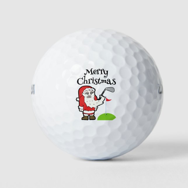 Pelotas De Golf Navidades Golfer con Santa Claus sostienen hierro  (Anverso)