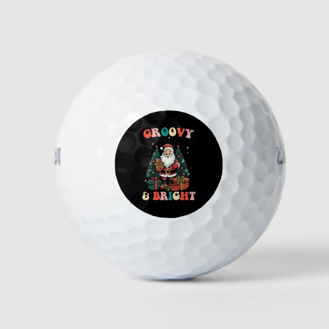 Pelotas De Golf Navidades Groovy Y Luminosos Santa Holiday Retro (Anverso)