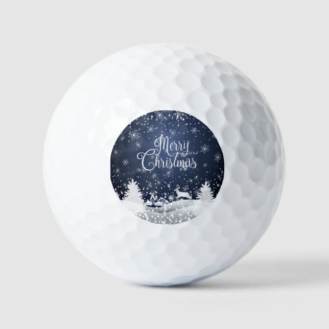 Pelotas De Golf Navidades Hadas de Invierno: Fantasía reno nevado (Anverso)