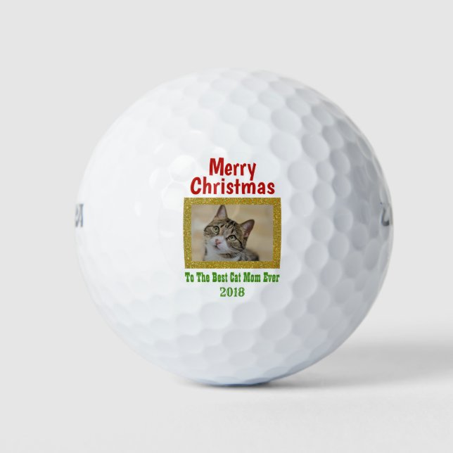 Pelotas De Golf Navidades Mejor Madre Gato Mascota Foto (Anverso)