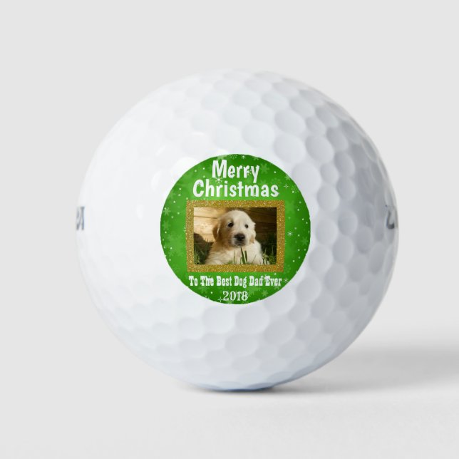 Pelotas De Golf Navidades Mejor Perro Papá Mascota Foto Personaliz (Anverso)