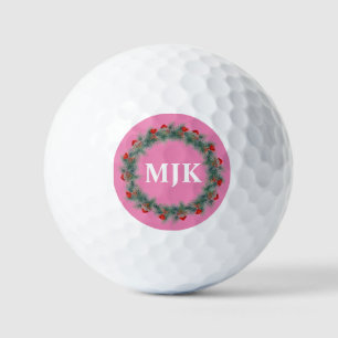 Pelotas De Golf Navidades Monograma Ball de Golf Rosa