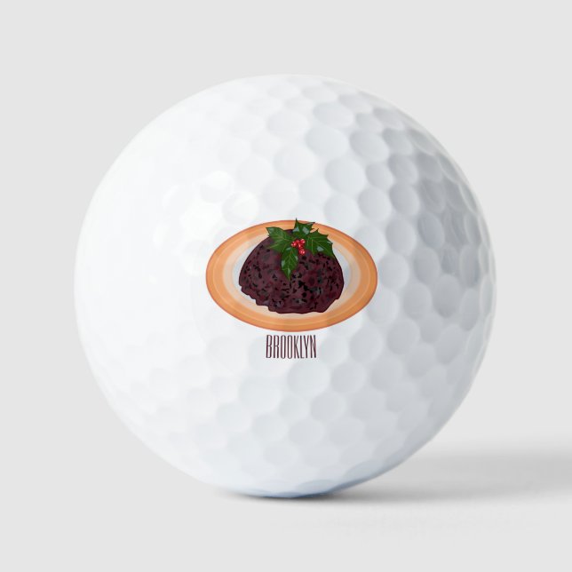Pelotas De Golf Navidades pudding personalizado ilustracion (Anverso)