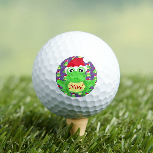 Pelotas De Golf Navidades Rana Patrón Santa Hat Novedad púrpura (Camiseta in situ)