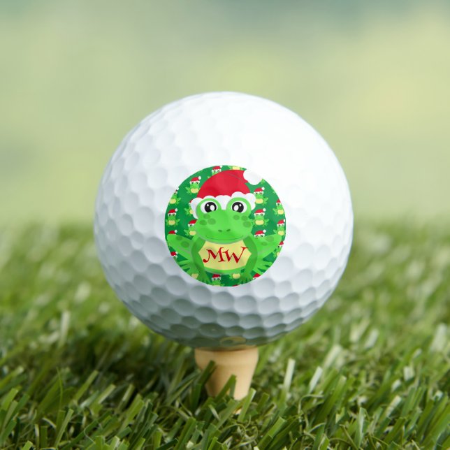 Pelotas De Golf Navidades Rana Patrón Santa Hat Novedad Verde (Camiseta in situ)