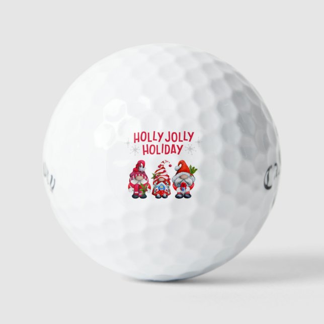 Pelotas De Golf Navidades singulares de Holly Jolly Holiday Gnomes (Anverso)
