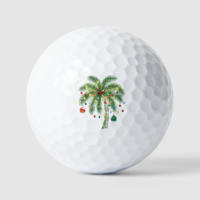 Pelotas De Golf Navidades tropicales Palm Tree con Luces y Ornam (Anverso)