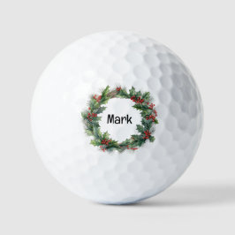 Pelotas De Golf Navidades Wreath con nombre de golfista