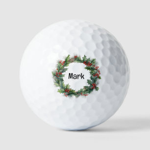 Pelotas De Golf Navidades Wreath con nombre de golfista