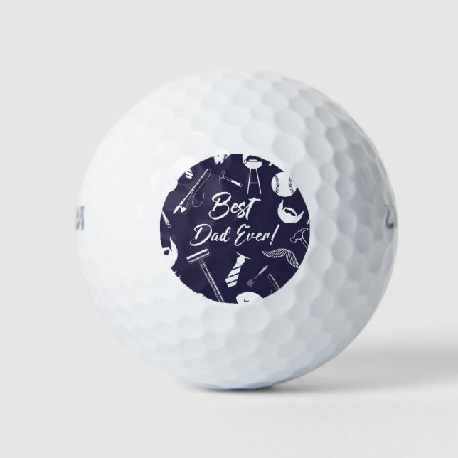 Pelotas De Golf Navy Blue Mejor Papá De La Historia (Anverso)