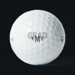 Pelotas De Golf Negrita Tipo de letra Monograma Grado Titular Pro<br><div class="desc">Regalo de graduación de golf. GRADUADO. Monograma sencillo negrita. Gris y Negro.</div>